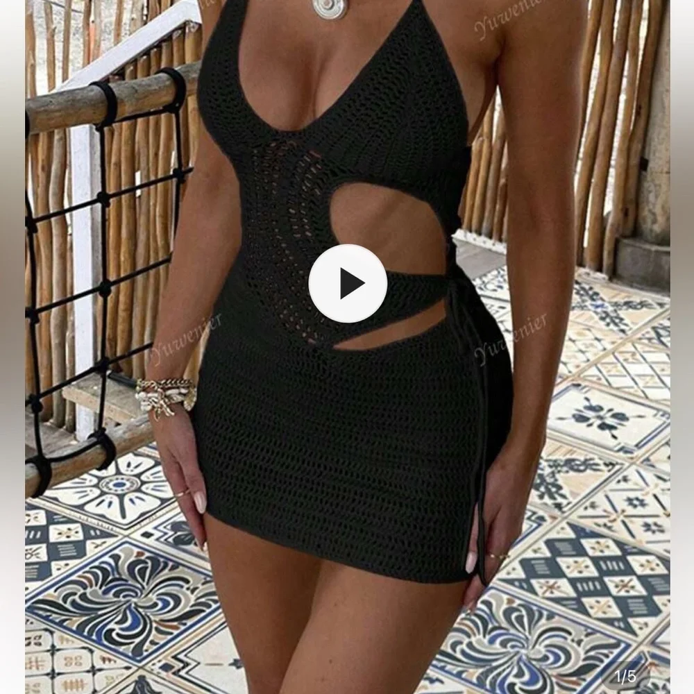 Black Sleeveless Knit Dress - Picture 3 of 3